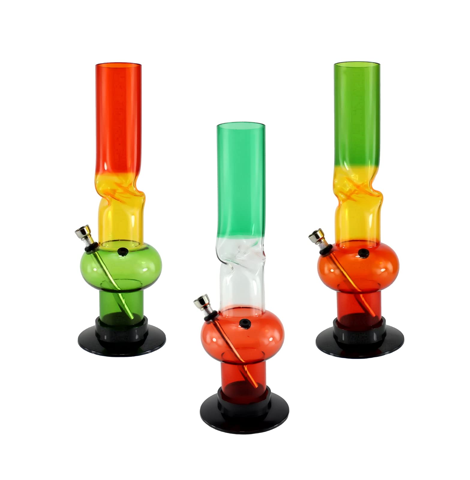 Bong Pipa De Agua Acrilico Mediano Rasta 32 Cm